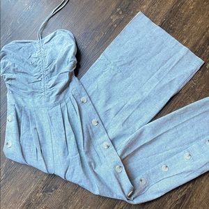 Strapless halter-tie jumpsuit